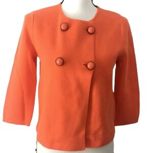VTG Orange Knitted Buttondown Cardigan/Sweater Blazer, Size Small
